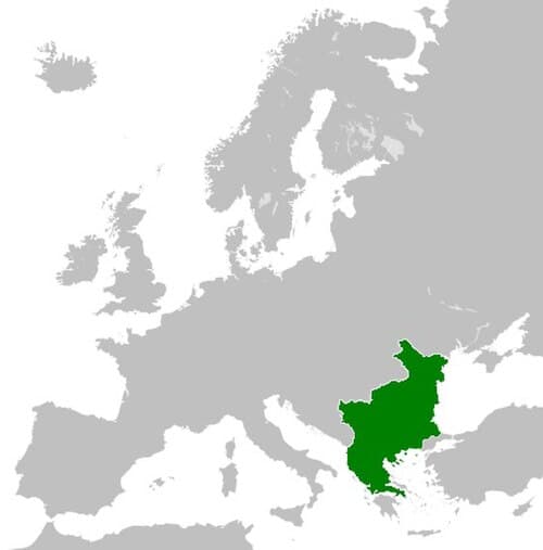 Карта на царството при Иван Асен II