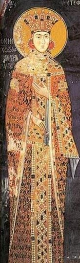 Fresco portrait of Elena of Bulgaria, wife of the Serbian ruler Stefan Dušan
